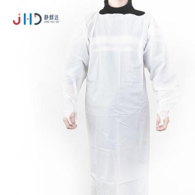 China Custom Long Waterproof CPE Plastic Sheathed Disposable Plastic Gown With Thumb Loop for sale