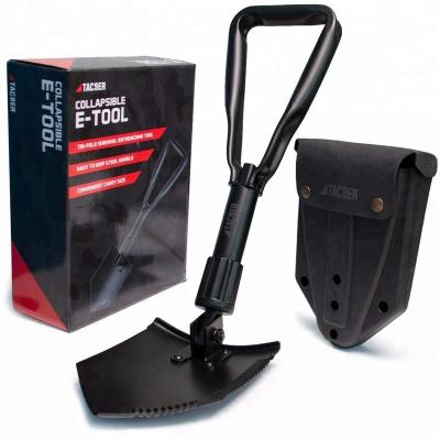 China Military Shovel E-Tool Folding Shovel - Portable, Metal, Folding, Tactical Military Shovel with Serrated Steel Blade and Carrying Case for sale