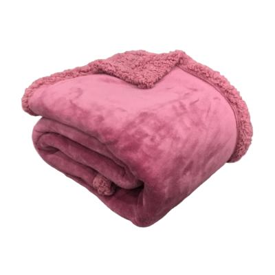 China PORTABLE Super Soft Cozy Warm Flannel Sherpa Blanket - Burgundy for sale