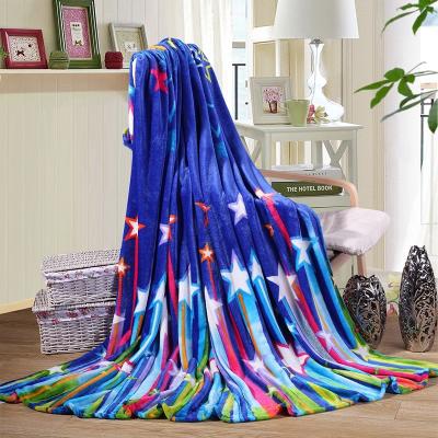 China 100% polyester thick heavyweight anti-pilling flannel blanket new hot fashionable star design for sale