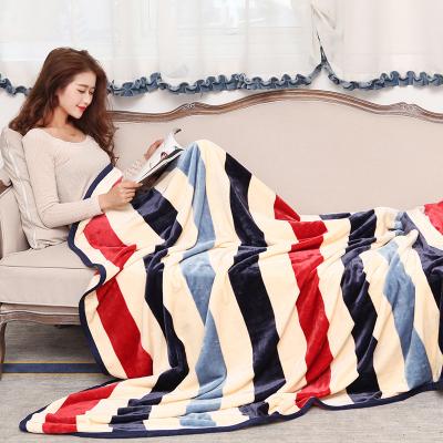 China Custom cheap soft colorful striped flannel anti-pilling polyester blanket high quality fleece blanket for sale