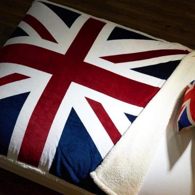 China Warm Union Jack Soft Comfy Flannel Sherpa Blanket Throws For Bed/Couch/Sofa/Office/Camping for sale