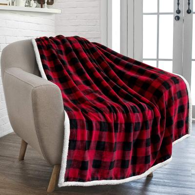 China CLASSIC Sherpa To Red Luxury Throw Blanket Flannel Fleece Flannel Fleece Throw Blanket Super Warm Soft Throw Blanket for sale