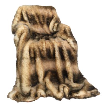 China Luxury Warm Fuzzy HOUSE Plush Faux Fur Throw Blanket, Long Pile Brown with Black Striped Blanket, Super Warm, Fuzzy, Elegant, Fluffy for sale