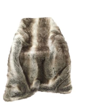 China Elegant Double Sided - Short Throw Blanket Faux Fur Plush Silky Soft, Gray Striped Mink Chinchilla Shadow Fox for sale