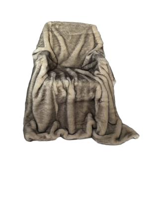 China Double Sided Soft Warm Silky Soft Faux Fur Throw Blanket Machine Washable, Gray Mink Chinchilla Shadow Fox for sale