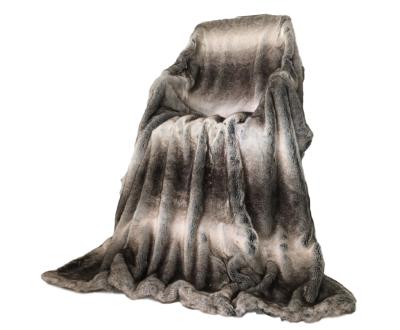 China Thick Dense Luxury Faux Fur Throw Blanket With Plush Velvet Reverse, Fox Lynx Or Gray for sale