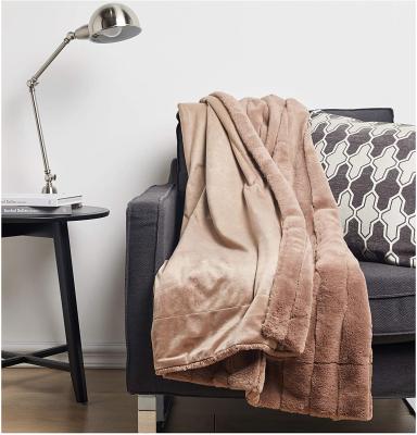 China Thick Warm Basics Super Soft And Warm Faux Fur Striped Throw Blanket for sale