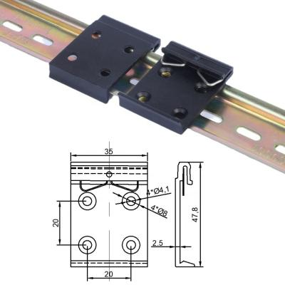 China Industrial Electrical Appliances Aluminum Alloy 4 Hole Aluminum Alloy Fastener Solid State Relay Bracket Guide Rail Buckle Bracket 35 Wide for sale