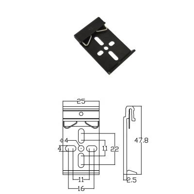 China Installed on 35mm DIN rail rail fixing clip for relative installation, din rail clip, aluminum din rail snap mounting clip fastener for sale