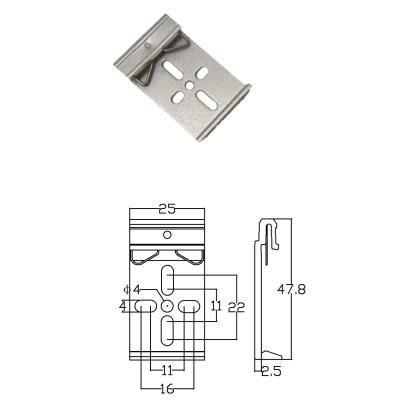 China Adjustable metal hole position rail fixing clip for relative installation din rail clipaluminum din rail bracket clip for sale