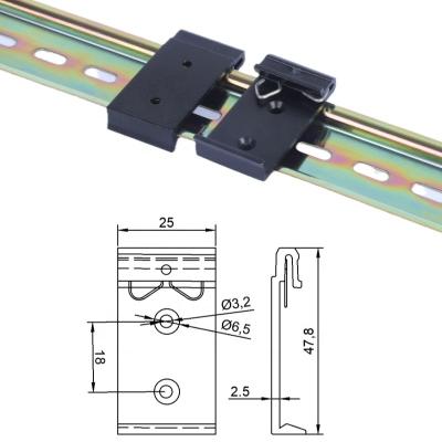 China Installed on 35mm DIN rail rail fixing clip for relative installation, rail rack clip bracket, aluminum din rail snap rack clip fastener for sale