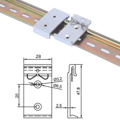 China Installed on 35mm DIN rail rail installation locking buckle, aluminum alloy rail fastening buckle, iron rail buckle, black guide rail buckle for sale