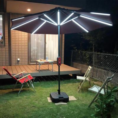 China Outdoor Furniture Solar Panel Lights For Umbrella With Water Fan And for sale