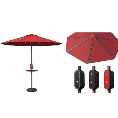 China Outdoor Hot Selling Automatic Solar Outdoor Garden Umbrella Furniture Open Closed Lights and Automatic for sale