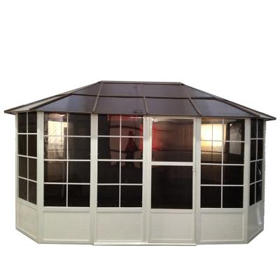 China UV Polyethylene Protected Waterproof Aluminum Glass Tarpaulin House Prefab Lowes Solarium Sunroom for sale