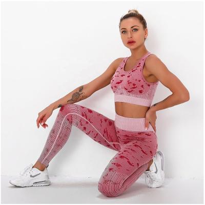 China 2021 Breathable Workout Fitness Sports GYM Fabric Yoga Leggings Long Running High Waist Leggings Women Yoga Leopard Seamless Set for sale