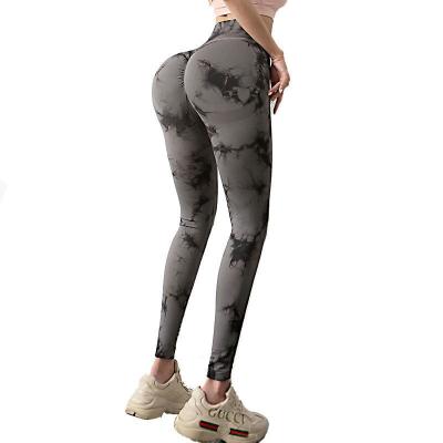 China Mitaogirl Breathable Dyed Tie-Dye Sports High-waisted Butt Lifting Tight Pants Fitness Pants Running Peach Yoga Dry Pants for sale