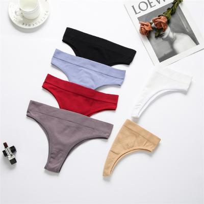 China New Antibacterial Women's Sexy Panties Solid Color Mid-waist Panties Sports Underwear Large Size Seamless Thong Panties High Quality for sale