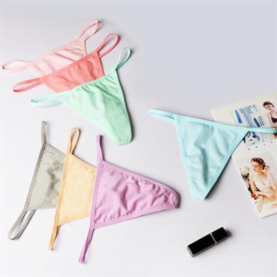 China Low Waist Cotton Panties Ladies Strappy Wholesale G-String Sexy Women Breathable Back Thongs Thongs Women's Cotton Panties for sale