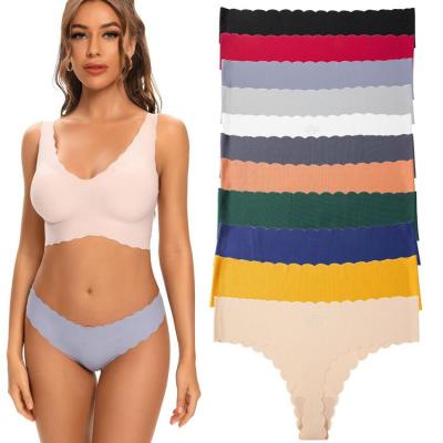 China 2021 New Women's Antibacterial Cotton Edge Low Waist Strap Seamless Wavy Breathable One-piece Sexy Bikini for sale