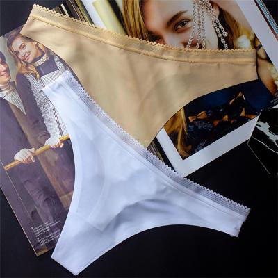 China New Style Women Antibacterial Women's Underwear Ice Seamless Panties Thong Sports Ladies Underwear Rise Low Low Sexy Silk One-Piece for sale