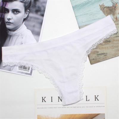 China Wholesale Antibacterial Ladies Shape Low Waist Sexy Thong Plus Size Underwear Women's Lace Thongs Cotton Underwear for sale