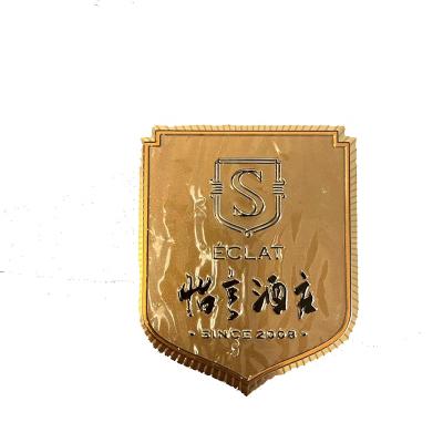 China Waterproof Custom Aluminum Sticker Bottle Metal Adhesive Labels Metal Foil Embossed Sticker Wine Label for sale