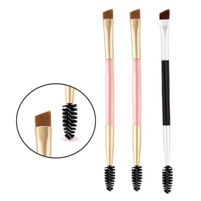 China Dual Ended Comfortable Pink Private Label Eyebrow Brush Private Label Eyebrow Makeup Brush for sale