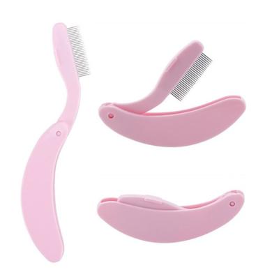 China Custom Foldable Handle Stainless Steel Teeth Eyebrow Metal Fold Eyelash Comb Wholesale Reusable for sale