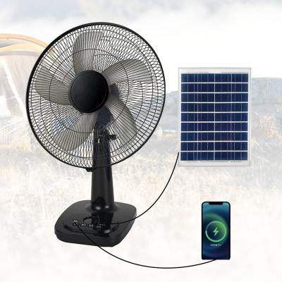 China 2-6 Hours 12 Inch Solar Charging Electric Tabletop Fan with Power Bank Function Portable and Solar Rechargeable Fan for sale