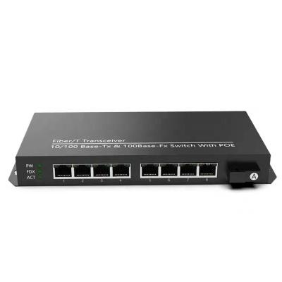 China Lightweight 8 Port Single Mode FTTH 100m Single Fiber 1 Fiber Electricity Converter Poe Switch 8 Port Media Converter meida for sale