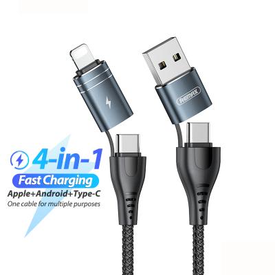 China MP3/MP4 Player Remax RC-164 No Winding Support Wholesale Fast Charging Multifunctional Data Cable Iphone Braided 4 In 1 Usb Cable for sale