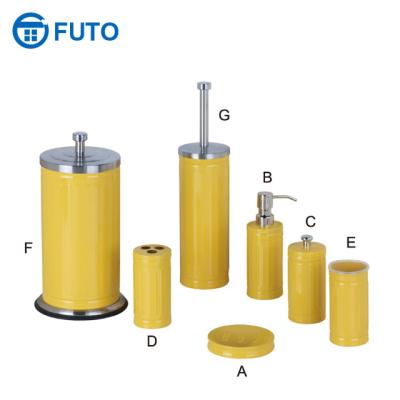 China 7PCS Sustainable Yellow Epoxy Metal Bathroom Accessories for sale