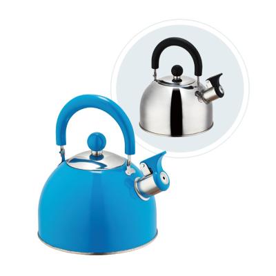 China Single Stainless Steel Viable Whistling Kettle For Household Kitchen Appliances Blue Hemispherical Whistling 2.5L 2L Tea Maker Pot for sale