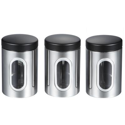 China Viable Kitchen Stainless Steel Storage Canister Set Coffee Sugar Tea Metal Seasoning Jar For Storage Jar Bottles Canister With Lid for sale