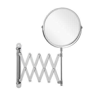 China 360 Degree Swivel Wall Mounted Mirror Two Sided Wall Mount Mirror with Extension Chrome Plated Bathroom Home Makeup Shavi for sale