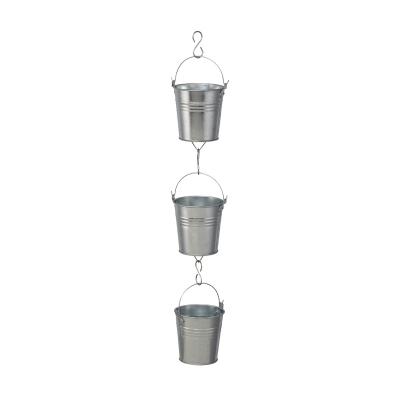 China Modern 3pcs Flower Bucket Hanging Metal Galvanized Multifunctional Gardening Storage Accessoriwer Silver Potted Flower Plant Can Bucket Set for sale