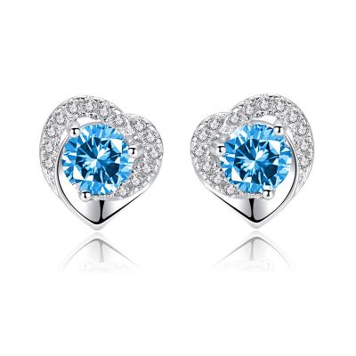 China Wholesale Luxury Statement Women Earrings Fashion Hypoallergenic Jewelry Studs 925 Sterling Silver Women Fashion Heart Stud Earrings for sale