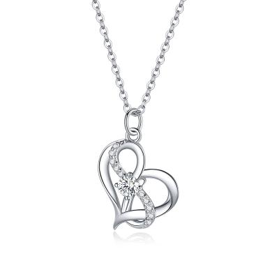 China FASHIONABLE new platinum-plated Amazon clavicle chain heart-printed Valentine's Day gift love heart 925 silver infinity necklace for sale