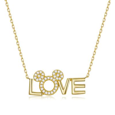 China New Valentine's Day Amazon letter s925 sterling silver TRENDY brand LOVE brand necklaces gift female gold plated clavicle chain for sale