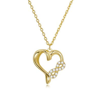 China New FASHIONABLE Love Infinity Necklace Valentine's Day Gift Jewelry Heart Shaped Necklace Silver 925 Hearts Infinity Necklace for sale