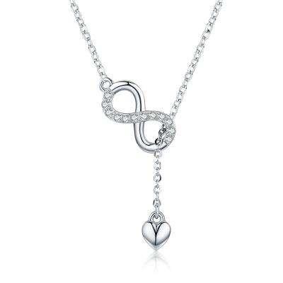 China New S925 Sterling Silver Ladies Lucky Jewelry Series Infinity Necklaces 8 FASHIONABLE Heart Shape Long Necklace for sale