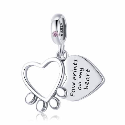 China Stocking letter s925 sterling silver diy beaded jewelry accessories customized by moq TRENDY like heart and cute paw print pendant for sale