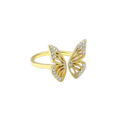 China FASHIONABLE European and American 925 Sterling Silver Cavity Ring Butterfly Female Adjustable Open Rings Niche for sale