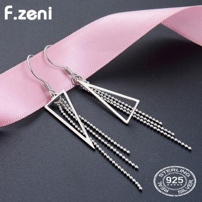 China FASHIONABLE 925 Sterling Silver Earrings, South Korea fashion triangle pearl tassel earrings long personality silver trend earrings for sale