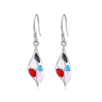 China Beautiful Women's Long Earrings From Sterling S925 Sterling Silver Earrings Simple Oil Style TRENDY Drop Earrings for sale