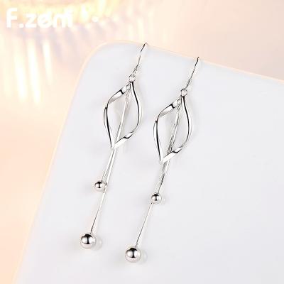 China TRENDY women wholesale long statement drop earrings white gold plated fashion dangle drop tassel earrings for sale