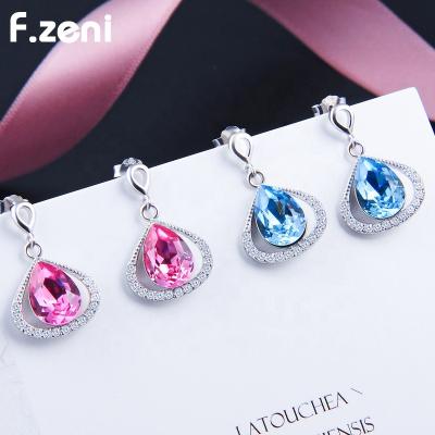 China FASHIONABLE 925 Sterling Silver Earrings Woman Cubic Zirconia Elegant Dinner Dress Ear Stud Dangle Earrings Custom Water Drop Earrings for sale