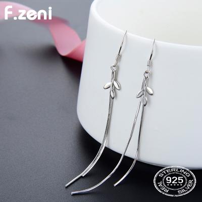 China Wholesale Elegant In 925 Pure Stocks The Long Small Solid Sterling Silver Leaf Earring For Women for sale